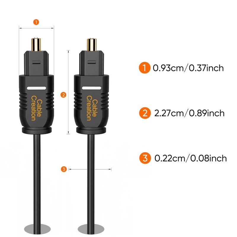 Cablecreation Optical Digital Audio Cable, 50Ft Thin Fiber Optic Toslink Gold Plated Optical S/Pdif Cord For Home Theater, Sound Bar, Tv, Ps4, Xbox, Vd/Cd Player, Game Console, Black, Od:2.2Mm Cablecreation Optical Digital Audio Cable, 50Ft Thin Fiber Optic Toslink Gold Plated Optical S/Pdif Cord For Home Theater, Sound Bar, Tv, Ps4, Xbox, Vd/Cd Player, Game Console, Black, Od:2.2Mm
