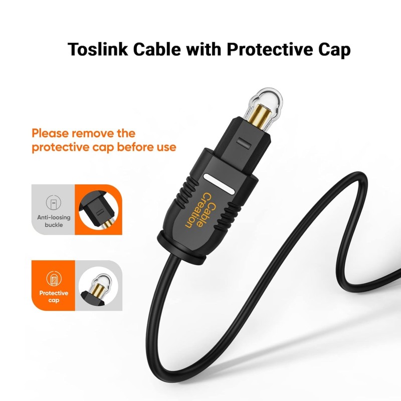 Cablecreation Optical Digital Audio Cable, 50Ft Thin Fiber Optic Toslink Gold Plated Optical S/Pdif Cord For Home Theater, Sound Bar, Tv, Ps4, Xbox, Vd/Cd Player, Game Console, Black, Od:2.2Mm Cablecreation Optical Digital Audio Cable, 50Ft Thin Fiber Optic Toslink Gold Plated Optical S/Pdif Cord For Home Theater, Sound Bar, Tv, Ps4, Xbox, Vd/Cd Player, Game Console, Black, Od:2.2Mm