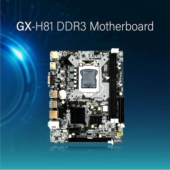 Geonix GX-H81 Motherboard | DDR3-1066, 1333, 1600 MHz | High Speed 3.0 USB | LGA 1150 Support Intel 4th Gen CPU | M.2 Slot 