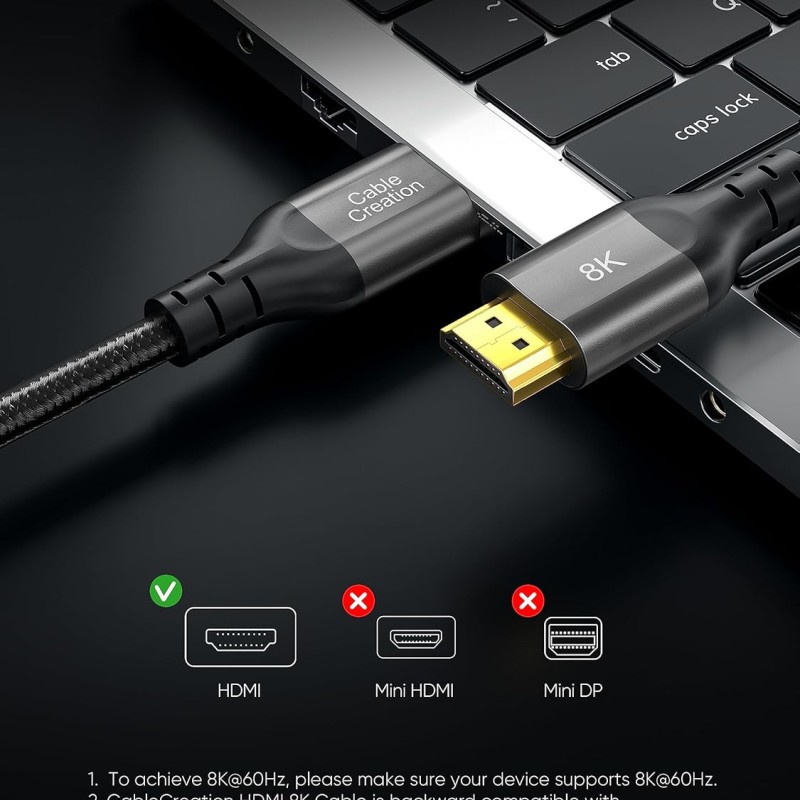 CableCreation 8K HDMI Cable 3.3 Feet, 48Gbps 4K 8K/60Hz HDMI Cable eARC HDR HDCP 2.2 2.3 Compatible with PS5, PS4, Xbox Series X, MacBook Pro 2021, Roku TV, Sony TV, Samsung TV, PC, Laptop, Grey CableCreation 8K HDMI Cable 3.3 Feet, 48Gbps 4K 8K/60Hz HDMI Cable eARC HDR HDCP 2.2 2.3 Compatible with PS5, PS4, Xbox Series X, MacBook Pro 2021, Roku TV, Sony TV, Samsung TV, PC, Laptop, Grey