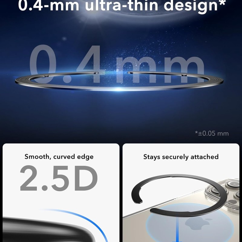 ESR Magnetic Ring 360, Compatible with MagSafe Sticker, Universal Magnetic Kit for iPhone 16/15/14/13/12/11/X Series, Galaxy Samsung