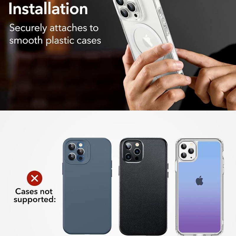 ESR Magnetic Ring 360, Compatible with MagSafe Sticker, Universal Magnetic Conversion Kit for iPhone 16/15/14/13/12/11/X Series, Galaxy Samsung and More, 2 Pack, MagSafe Accessories, White