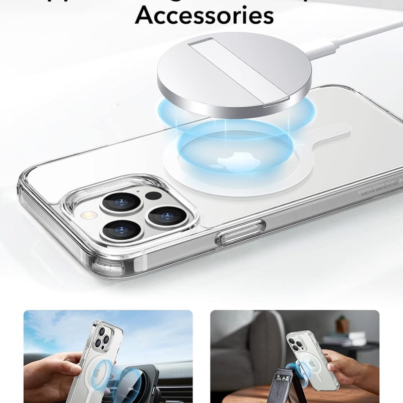 ESR Magnetic Ring 360, Compatible with MagSafe Sticker, Universal Magnetic Conversion Kit for iPhone 16/15/14/13/12/11/X Series, Galaxy Samsung and More, 2 Pack, MagSafe Accessories, White