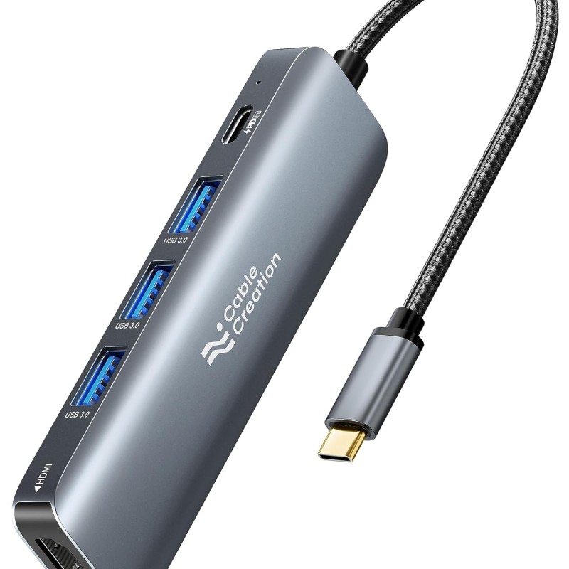 CableCreation Type C USB Hub for Laptop, 5-in-1 USB C Multiport Adapter with 4K@30HZ HDMI, 100W PD, 3 USB 3.0 Ports Type C Hub for MacBook Pro, MacBook Air M1/M2, iPad Pro, Surface Pro, XPS CableCreation Type C USB Hub for Laptop, 5-in-1 USB C Multiport Adapter with 4K@30HZ HDMI, 100W PD, 3 USB 3.0 Ports Type C Hub for MacBook Pro, MacBook Air M1/M2, iPad Pro, Surface Pro, XPS