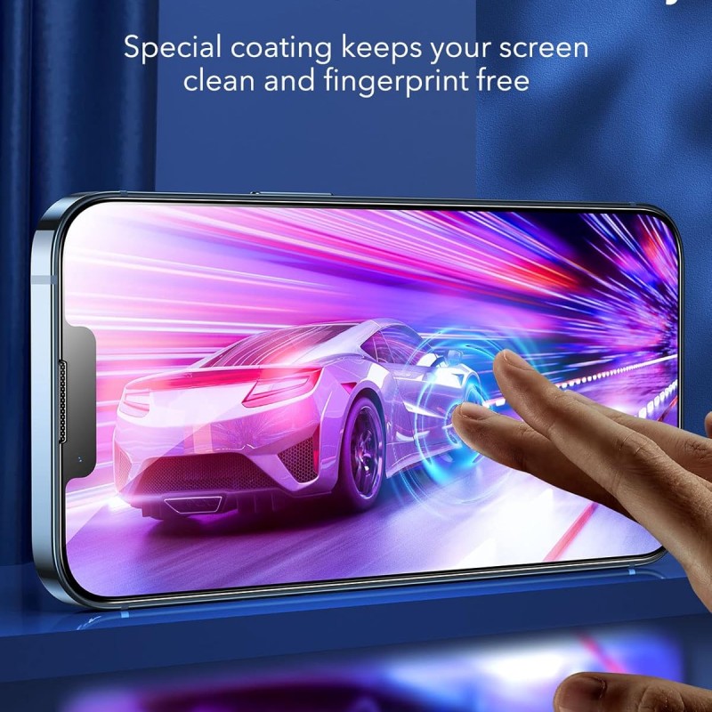 ESR Armorite Screen Protector Compatible with iPhone 13 Pro Max,110 lb of Force Resistance, Ultra-Tough Tempered-Glass with Speaker Shield, Easy Installation Frame, 2 Pack