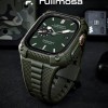 Fullmosa Apple Watch 44mm Rugged Silicone Band/Straps with Screen Protector and Bumper Case for Men, Compatible with Apple Watch Series 8 | 7 (45mm/41mm) | SE2 | 6 | SE | 5 | 4 (44mm/40mm) - Army Green [Watch NOT Included]