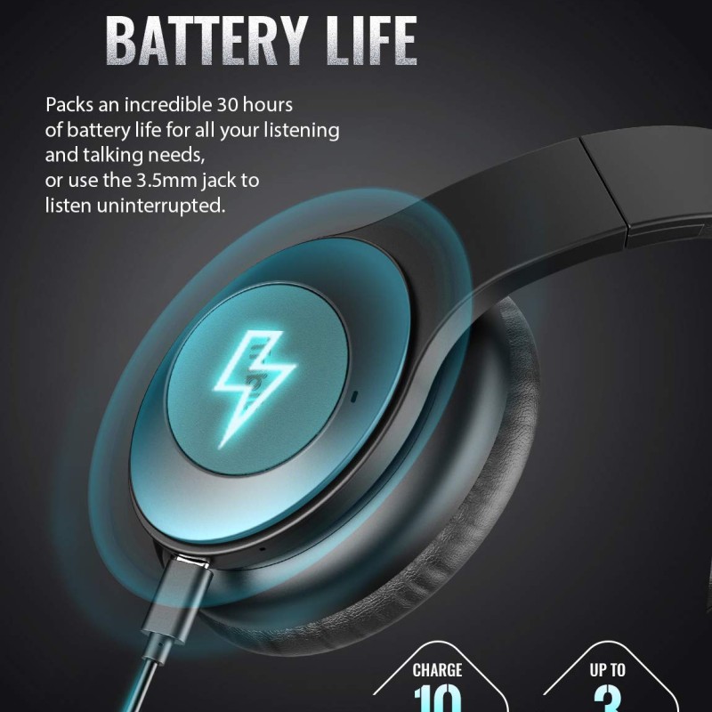 Tribit QuietPlus Wireless Bluetooth Headphones Over Ear with Mic,Active Noise Cancelling Headphone with 5.0 Bluetooth Technology,30 Hrs Playtime,CVC8.0 Hi-Fi Sound,Headsets for Airplane/Travel/Work