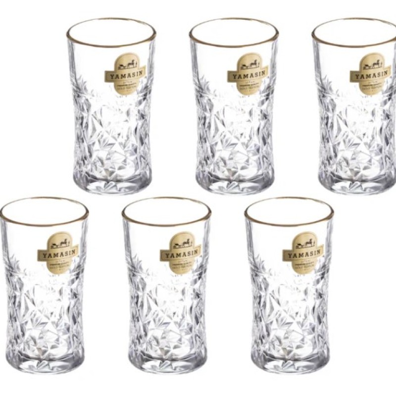 Morocco Water Glass 290 ml - Set of 6 Pcs YG1692 with Gold line Morocco Water Glass 290 ml - Set of 6 Pcs YG1692 with Gold line