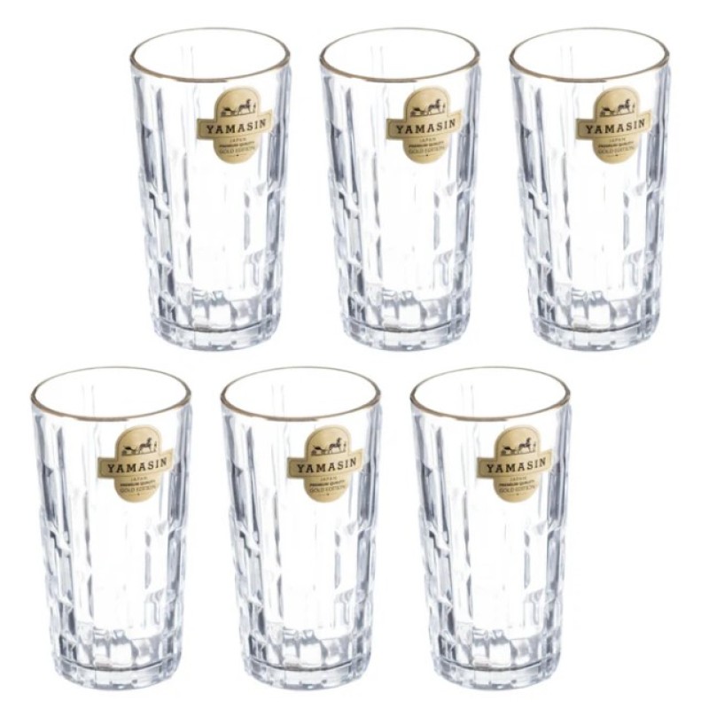 Cairo Water Glass 290 ml - Set of 6 Pcs with Gold Line Cairo Water Glass 290 ml - Set of 6 Pcs with Gold Line