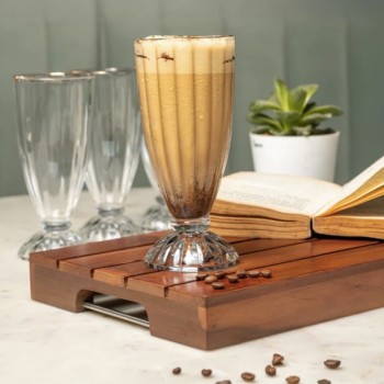 California Falooda Glass 370 ml - Set of 4 Pcs with Gold Line YG1876