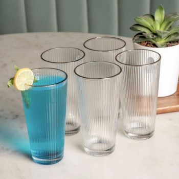 Crystal Water Glass 370 ml - Set of 6 Pcs YG19537 - With Gold Line Crystal Water Glass 370 ml - Set of 6 Pcs YG19537 - With Gold Line