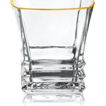 Crystal Whisky Glass 350ml - Set of 6 Pcs YG19545 - With Gold Line 