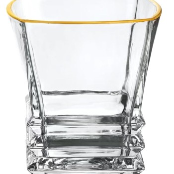 Crystal Whisky Glass 350ml - Set of 6 Pcs YG19545 - With Gold Line Crystal Whisky Glass 350ml - Set of 6 Pcs YG19545 - With Gold Line