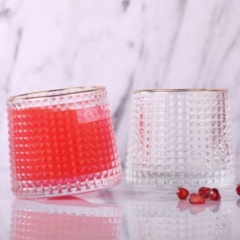 Crystal Rolling Juice Glass - 165 ml Set of 6 Pcs YG19549 -With Gold Line