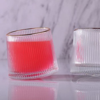 Crystal Rolling Juice Glass 165ml - Set of 6 Pcs with Gold Line YG19551