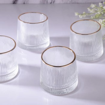 Crystal Rolling Juice Glass 165ml - Set of 6 Pcs with Gold Line YG19551 Crystal Rolling Juice Glass 165ml - Set of 6 Pcs with Gold Line YG19551
