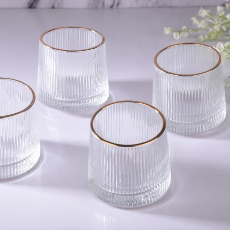 Crystal Rolling Juice Glass 165ml - Set of 6 Pcs with Gold Line YG19551 Crystal Rolling Juice Glass 165ml - Set of 6 Pcs with Gold Line YG19551