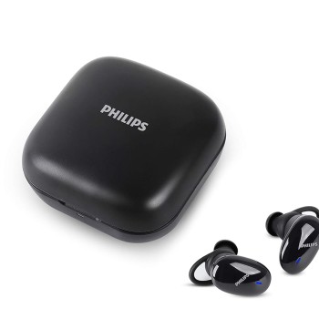 Philips Audio Tws Tat4205 Bluetooth Truly Wireless In Ear Earbuds With Mic, Ipx5, Touch Control, 20 Hr Playtime (5+15), C-Type Charging (Black)
