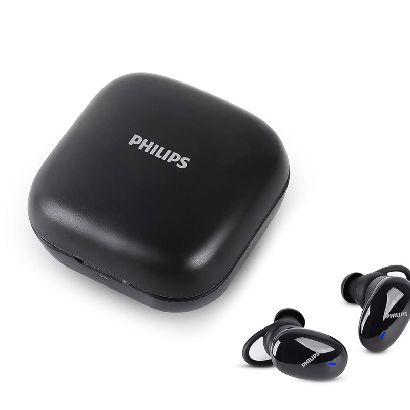 Philips Audio Tws Tat4205 Bluetooth Truly Wireless In Ear Earbuds With Mic, Ipx5, Touch Control, 20 Hr Playtime (5+15), C-Type Charging (Black)