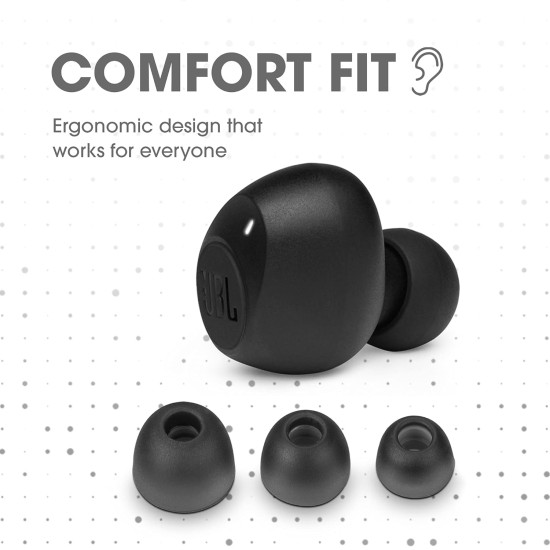 JBL C115 True Wireless in Ear Earbuds with Mic, Jumbo 21 Hours Playtime with Quick Charge, True Bass, Dual Connect, Bluetooth 5.0, Type C and Voice Assistant Support for Mobile Phones (Black)