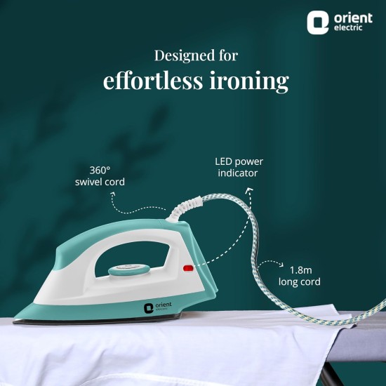 Orient Electric Fabrijoy 1000 Watt Dry Iron for clothes with Weilburger Non Stick Soleplate coating | 5 level safety