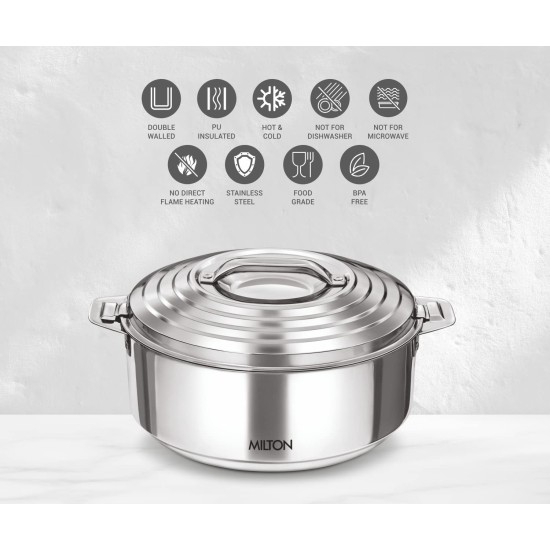 Milton Galaxia 3500 Stainless Steel Casserole, 3.3 litres, Silver