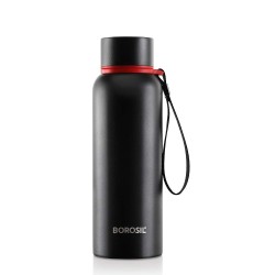 Borosil Hydra Trek 700 ml Stainless Steel Water Bottle | Double Wall Vacuum Insulated Flask, Black | 20 Hours Hot & 24 Hours Cold | Ideal for Personal & Corporate Gifting