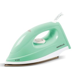 Havells D'zire 1000 watt Dry Iron With American Heritage Sole Plate, Aerodynamic Design, Easy Grip Temperature Knob (Mint), Aluminum, 1000 Watts