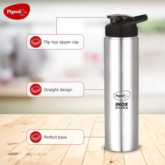 Pigeon Stainless Steel Inox Hydra 750 Drinking Water Bottle 700 ml - Silver (Pack of 1)