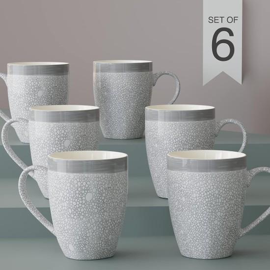 The Earth Store Grey Fizz Coffee Mug Set of 6 Ceramic Mugs to Gift to Best Friend, Tea Mugs, Microwave Safe Coffee Mugs, Ceramic Tea Cups