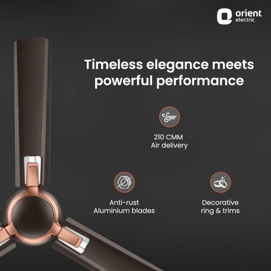 Orient Electric Apex Prime| Strong & Decorative Ceiling Fan for Home| 1200mm BEE Star Rated Energy Efficient Ceiling Fan | Anti-Rust & Long-lasting | Smoke Brown