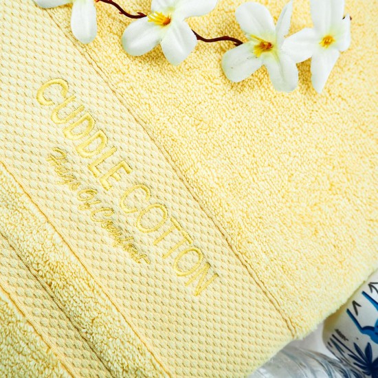 Cuddle Cotton Regalia Zero Twist Bath Towel, 600 GSM, 75 cm x 150 cm, Lemon Yellow