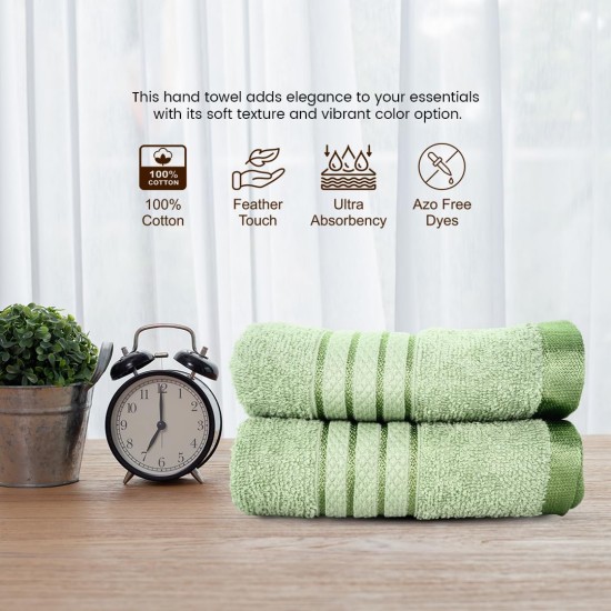 Cuddle Cotton 100% Cotton Requisite Hand Towel Set of 2, 40 cm x 60 cm, 400 GSM, Emerald Green