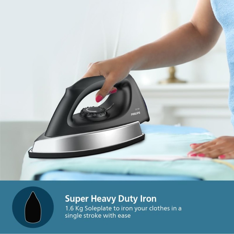 Philips Heavyweight Dry Iron GC181/8- � 1000 watts power, Black Non-Stick Soleplate, Ergonomic Grip