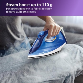 Philips Steam Iron GC2145/20 � 2200-watt, From Worlds No.1 Ironing Brand*, Scratch resistant ceramic soleplate, Steam Rate of up to 30 g/min, 110 g steam boost, Drip stop technology