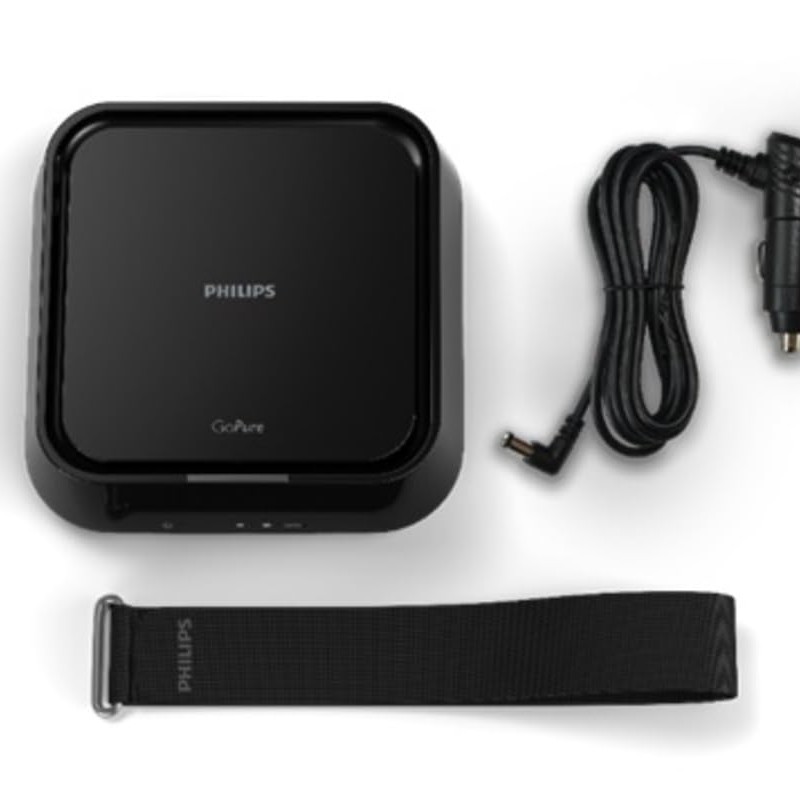 Philips Automotive Gopure 5211 Car Air Purifier (Black) with Hepa and Hesa Fliter 3 Color Aqi Indicator, Filter Pm2.5, Toxic Gases, No2/So2 Fumes. Airmid Certified Filter