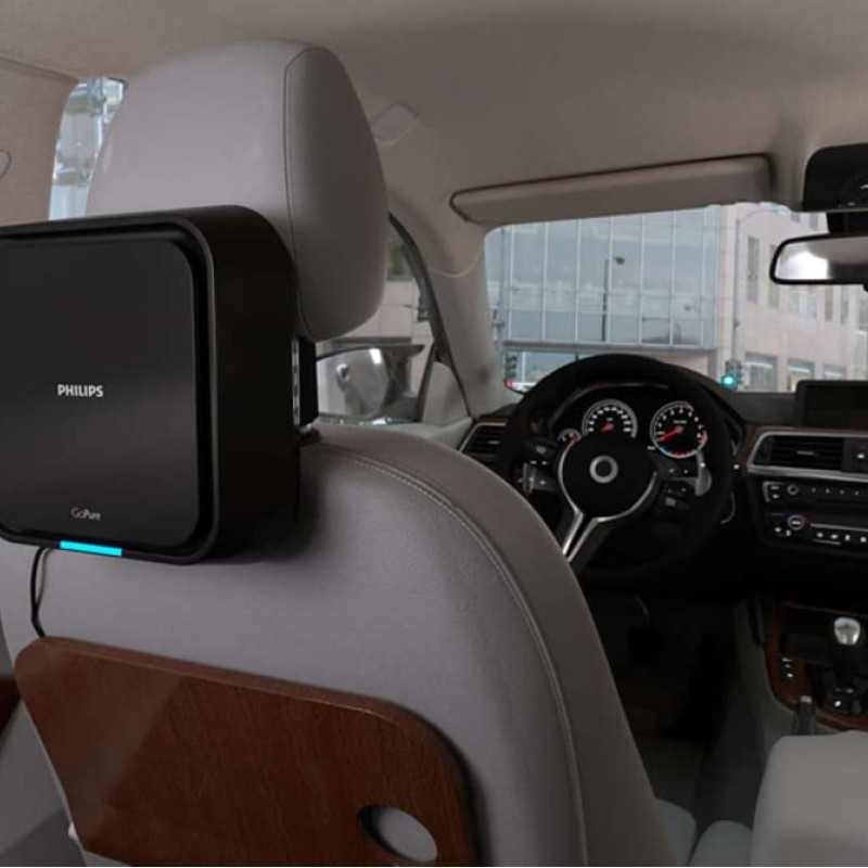 Philips Automotive Gopure 5211 Car Air Purifier (Black) with Hepa and Hesa Fliter 3 Color Aqi Indicator, Filter Pm2.5, Toxic Gases, No2/So2 Fumes. Airmid Certified Filter