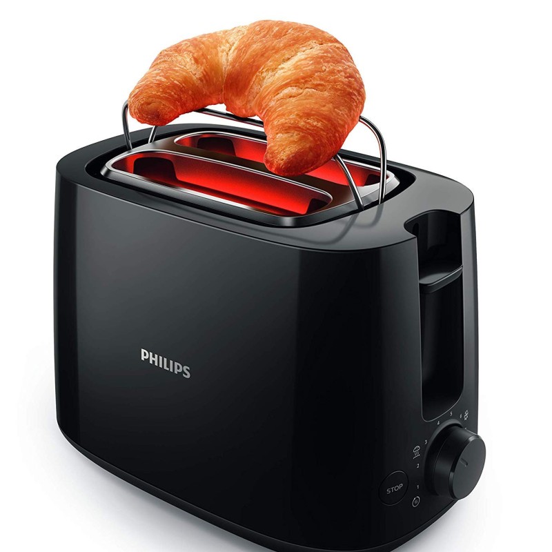 Philips Daily Collection HD2583/90 600-Watt 2 in 1 - Toaster and Sandwichmaker (Black)