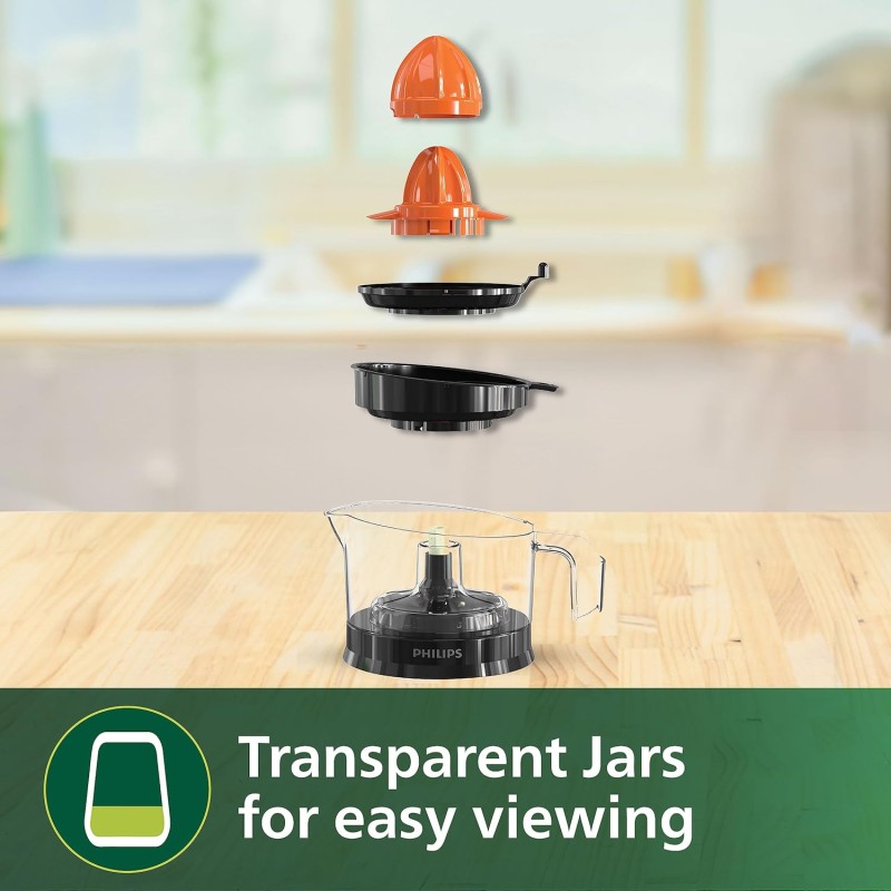 PHILIPS Citrus Press Juicer HR2788/00, Black and Transparent, Medium