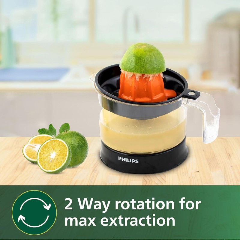 PHILIPS Citrus Press Juicer HR2788/00, Black and Transparent, Medium