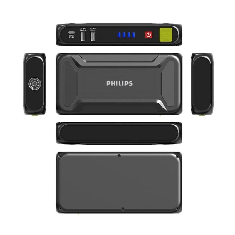 Philips Car Jump Starter JS3210 | Compact Design | Compatible with 4.0L Petrol Engine, 3.0L Diesel Engine and Two Wheeler | 9900mAH