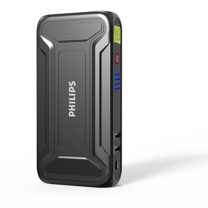 Philips Car Jump Starter JS3210 | Compact Design | Compatible with 4.0L Petrol Engine, 3.0L Diesel Engine and Two Wheeler | 9900mAH