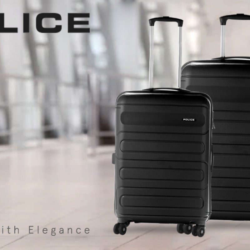POLICE Novex Trolley Bag 24 Inches, Lightweight Luggage, Polypropylene Hard, 360 Degree Rotation 4 Wheels Cabin Trolley Bag, Combination Lock