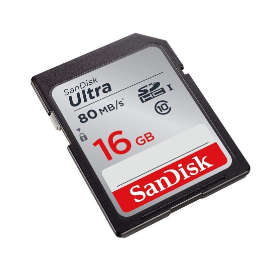 SanDisk Ultra Class 10 UHS-I 16GB SDHC Memory Card (80 MB/s)