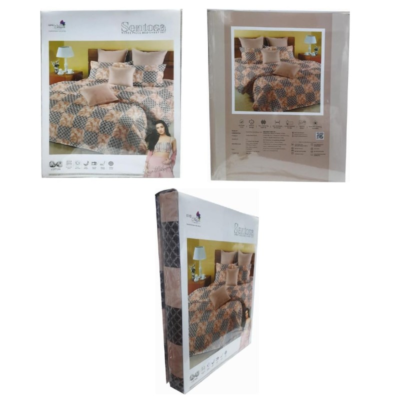 Bella Casa, Double Bedsheet Set with 2 Pillow Covers - Cotton -Sentosa Bella Casa, Double Bedsheet Set with 2 Pillow Covers - Cotton -Sentosa