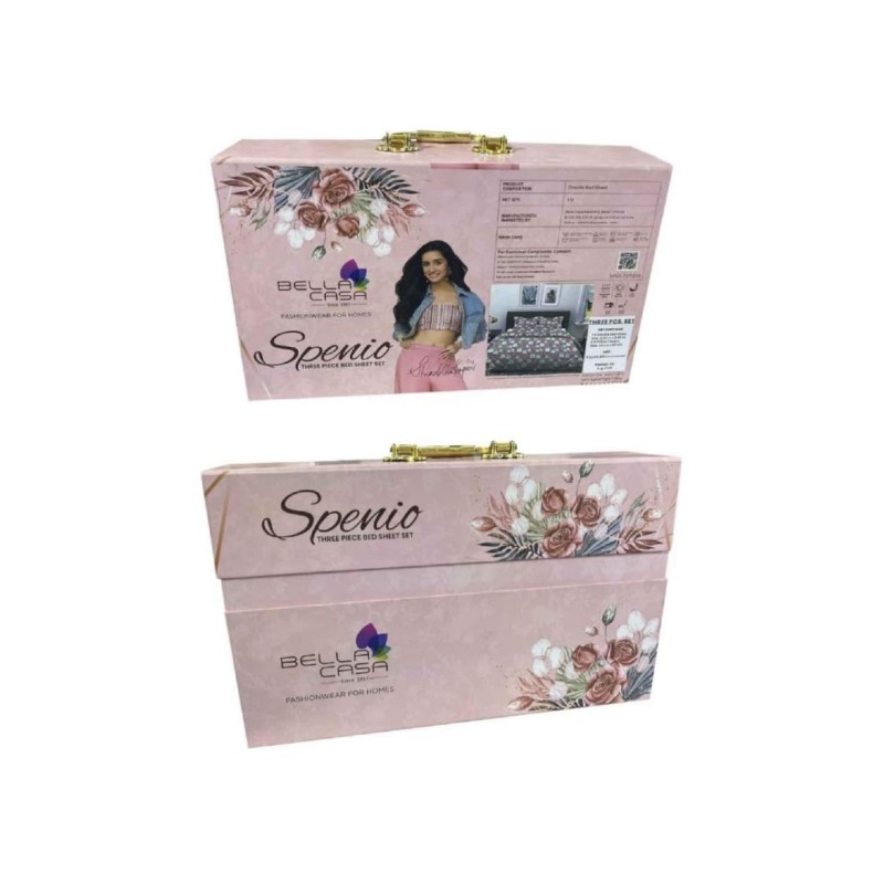 Bella Casa, Double Bedsheet Set with 2 Pillow Covers -Spenio Bella Casa, Double Bedsheet Set with 2 Pillow Covers -Spenio