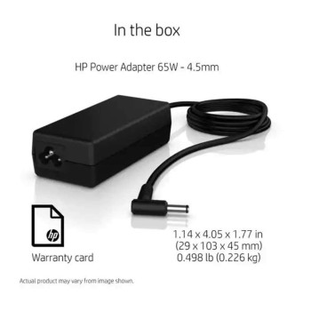 HP Original (Y5Y43AA) 65W 4.5mm Non-EM Laptop AC Adapter, Without Power-Chord, Black HP Original (Y5Y43AA) 65W 4.5mm Non-EM Laptop AC Adapter, Without Power-Chord, Black