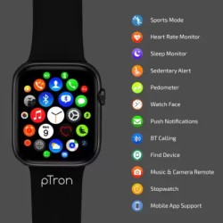 PTron Pulsefit P261 Smartwatch  (Black Strap, Regular)