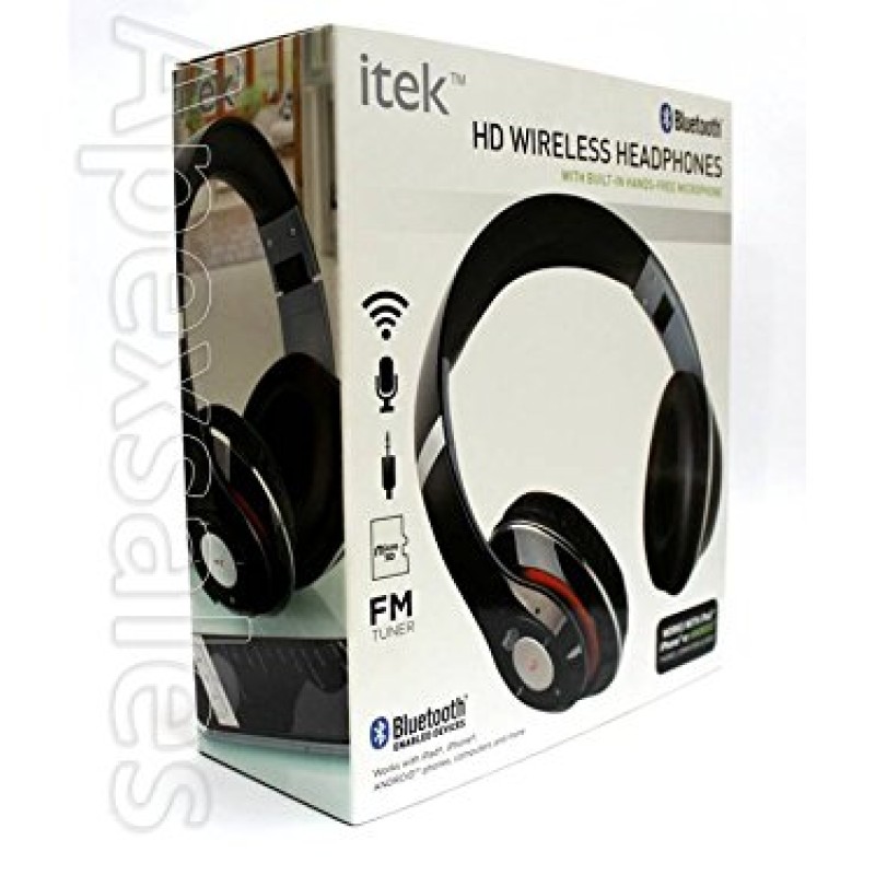 itek HD Wireless Bluetooth Headphones With Mic For iPad , iPhone, ANDROID Phones - Black