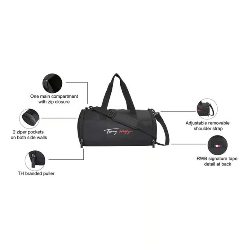 Tommy Hilfiger Unisex Freeman Gym Bag-Black Tommy Hilfiger Unisex Freeman Gym Bag-Black